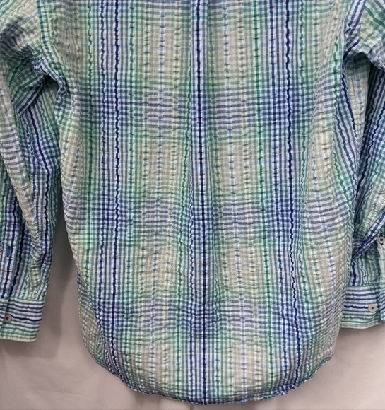 Alan Flusser Checked Seersucker Button Down Sz S - Picture 7 of 10